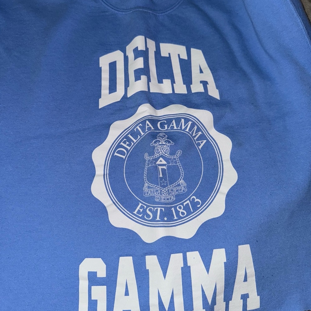 Delta Gamma Blue Sweatshirt with White Emblem